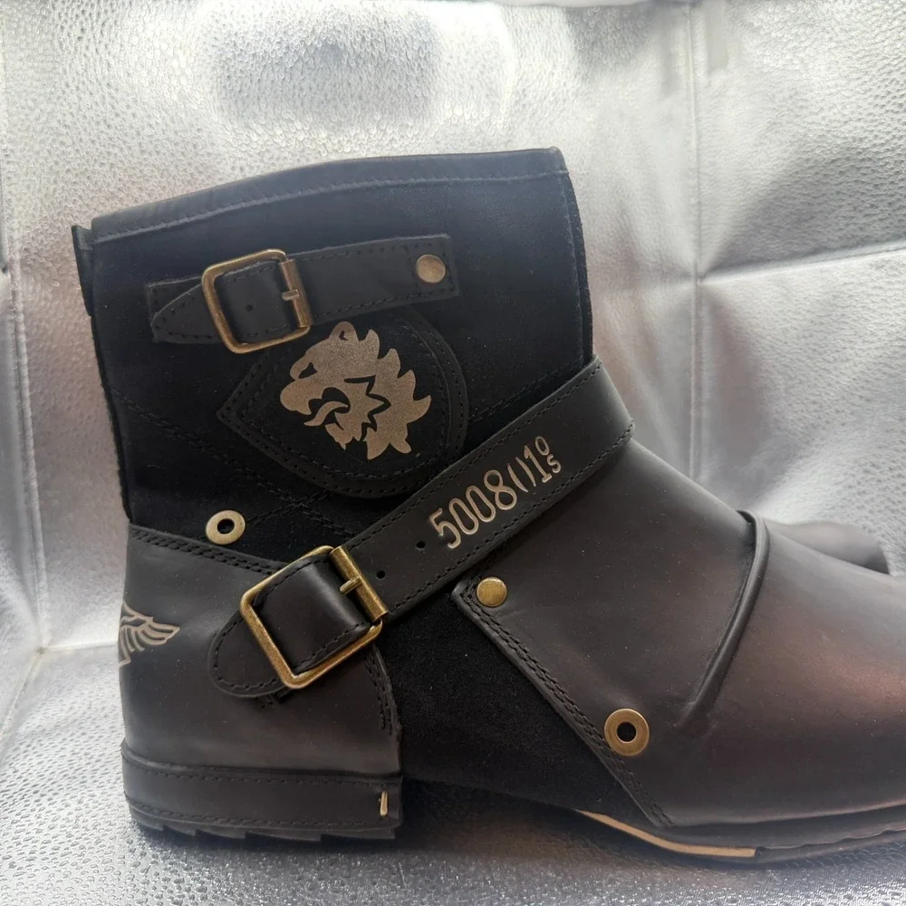 Size 11.5 Osstone Otto Zone Black Mens High Leather Cowboy Chukka Ankle Boots